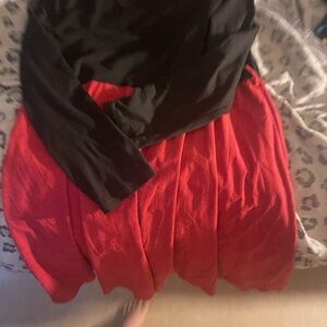 SHEIN Red and Black Bubble Midi Skirt for Night Out